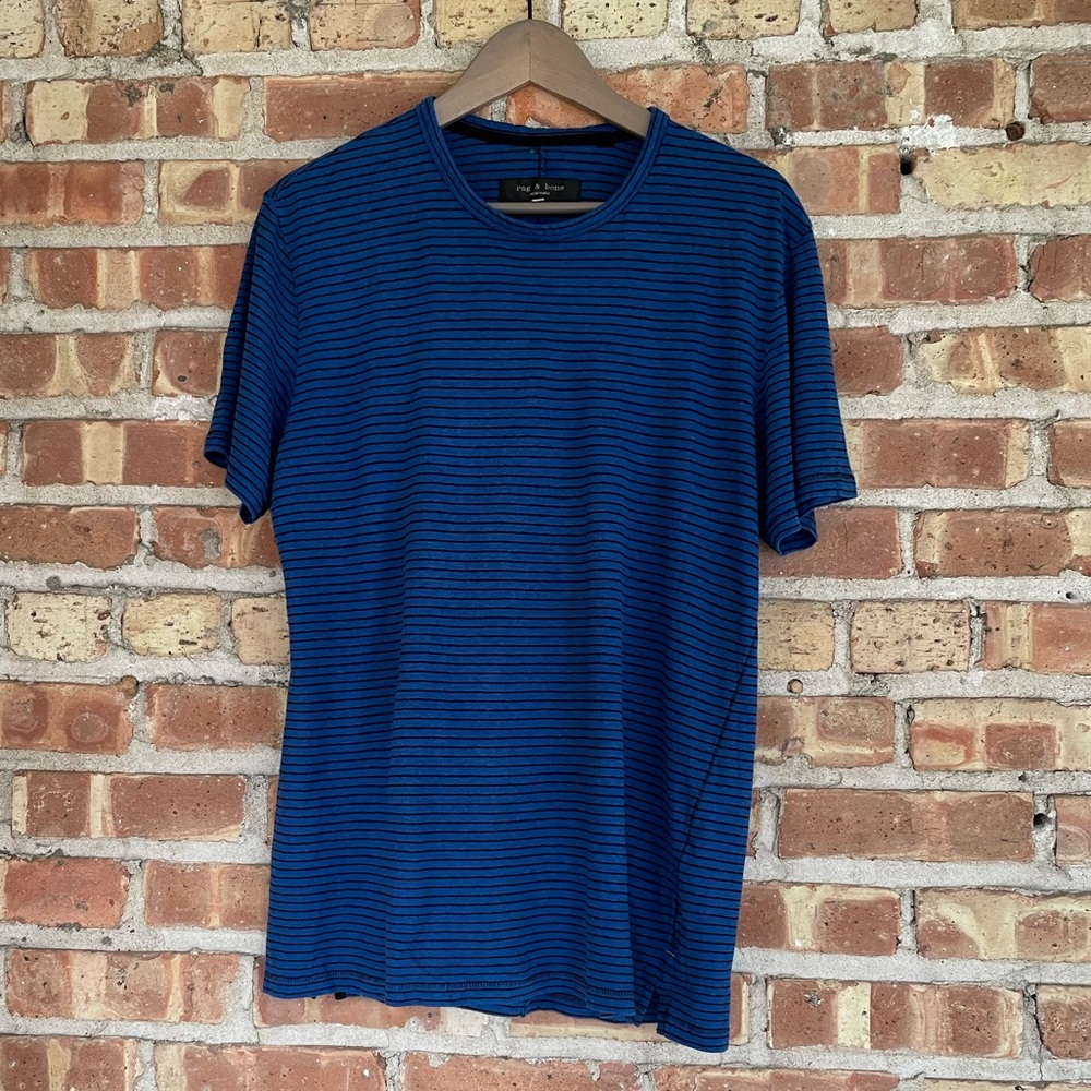Rag & Bone blue and black stripe shirt size large FINAL PRICE